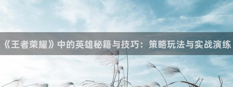 星欧娱乐什么意思：《王者荣耀》中的英雄秘籍与技巧：策略玩法与